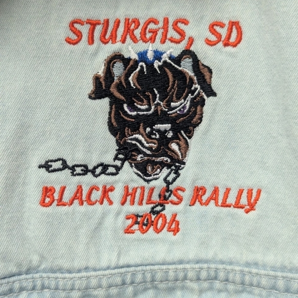 Sturgis 2004 Black Hills Rally cut-off denim LARGE shirt embroidered - Picture 5 of 16